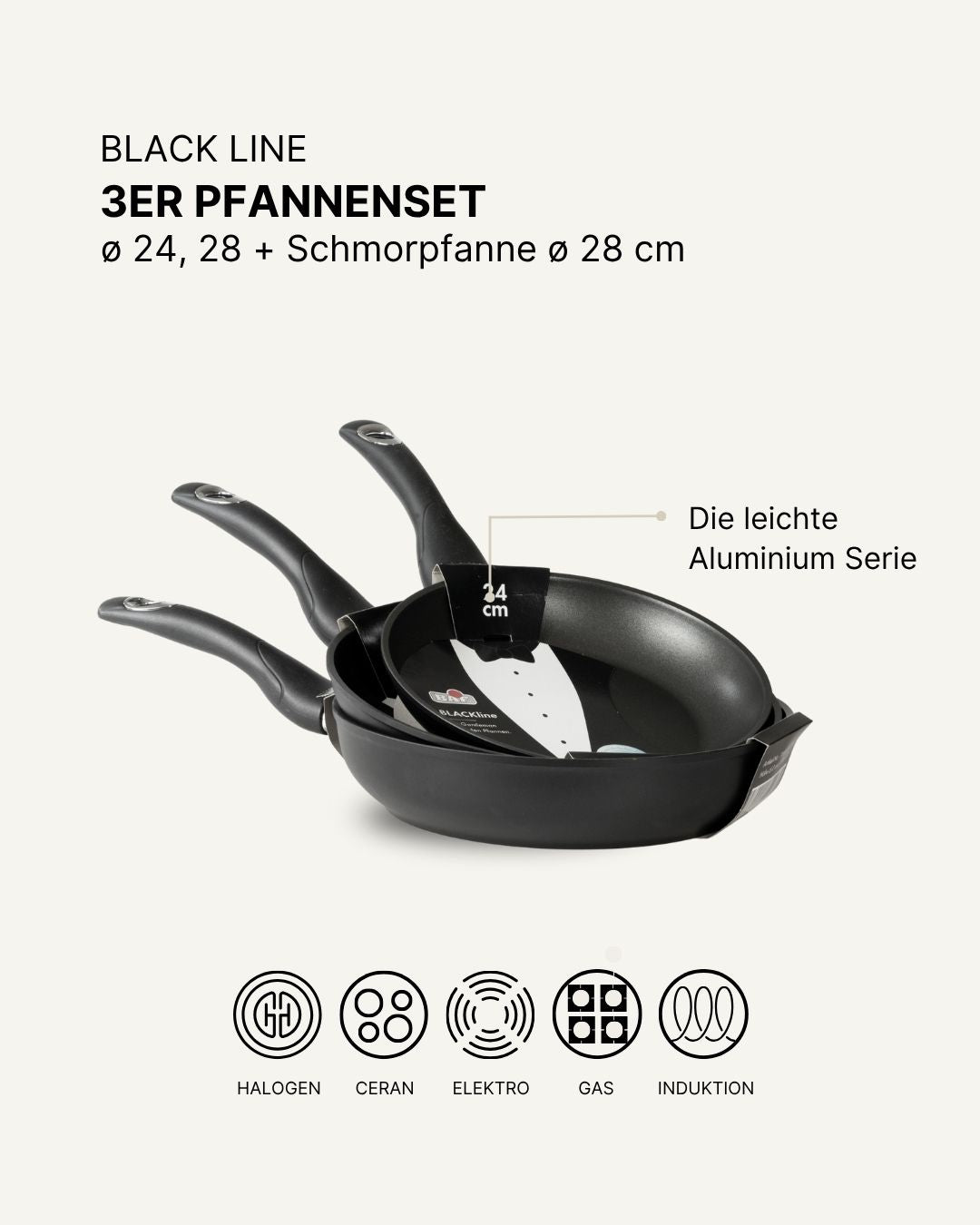 3er Set Blackline Bratpfanne