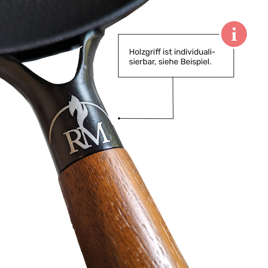Pfanne Holzgriff gravur