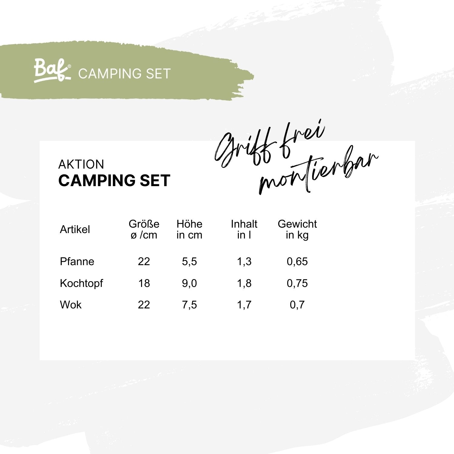 Camping Set EXPLORER - Wok, Topf & Pfanne