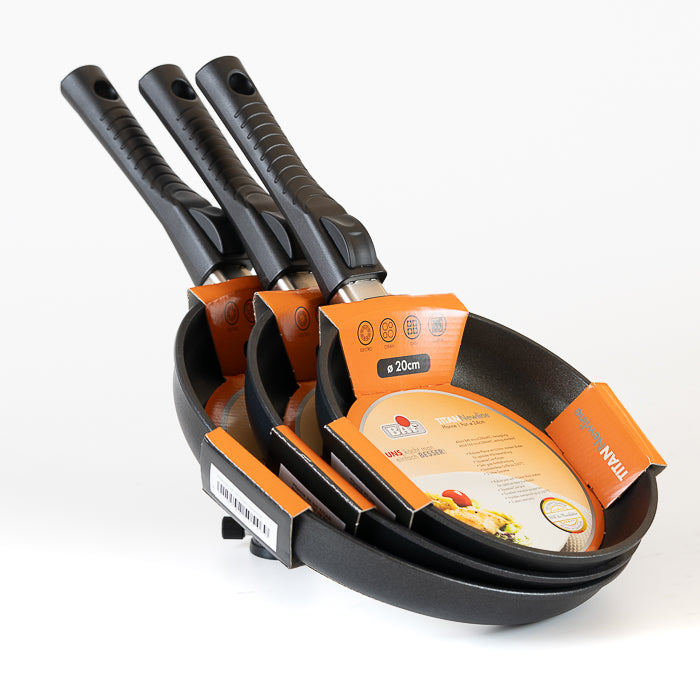 3er Set TITAN Newline Bratpfannen abnehmbarer Griff