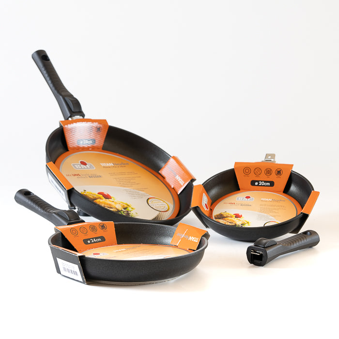 3er Set TITAN Newline Bratpfannen abnehmbarer Griff
